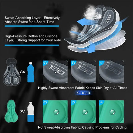 X-TIGER Cycling Underwear - 5D Gel Padded MTB Boxer Shorts for Road Cycling