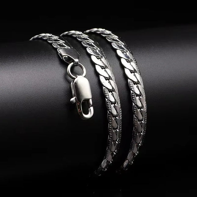 Silver Luxury Necklace Chain - 5mm Noble Design Chain for Men & Women (20-60cm)