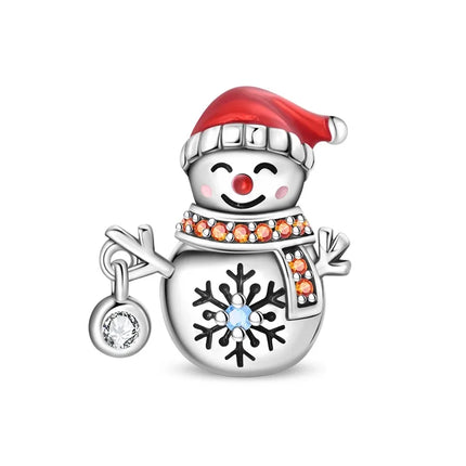 925 Sterling Silver Christmas Charms - Winter Snowman & Elk Pendants for DIY Jewelry